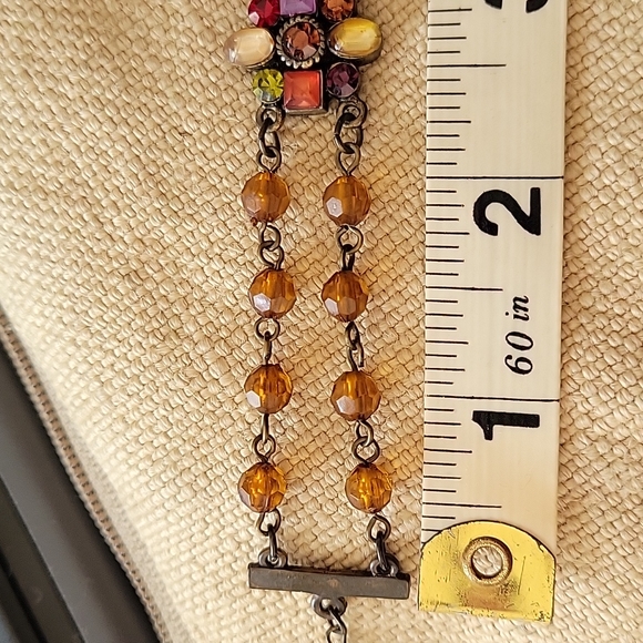 Multi gem pierced earrings and choker set - Picture 9 of 10